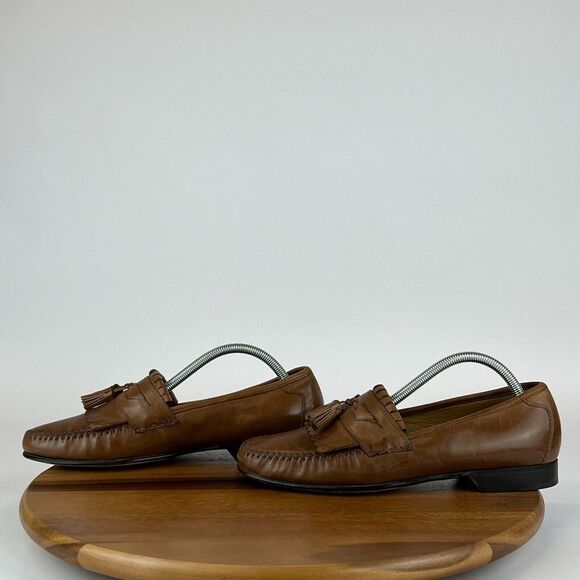 Mens Johnston &‎ Murphy Brown Leather Kilt Tassel Loafers Shoes Size 9 M GUC main image 4